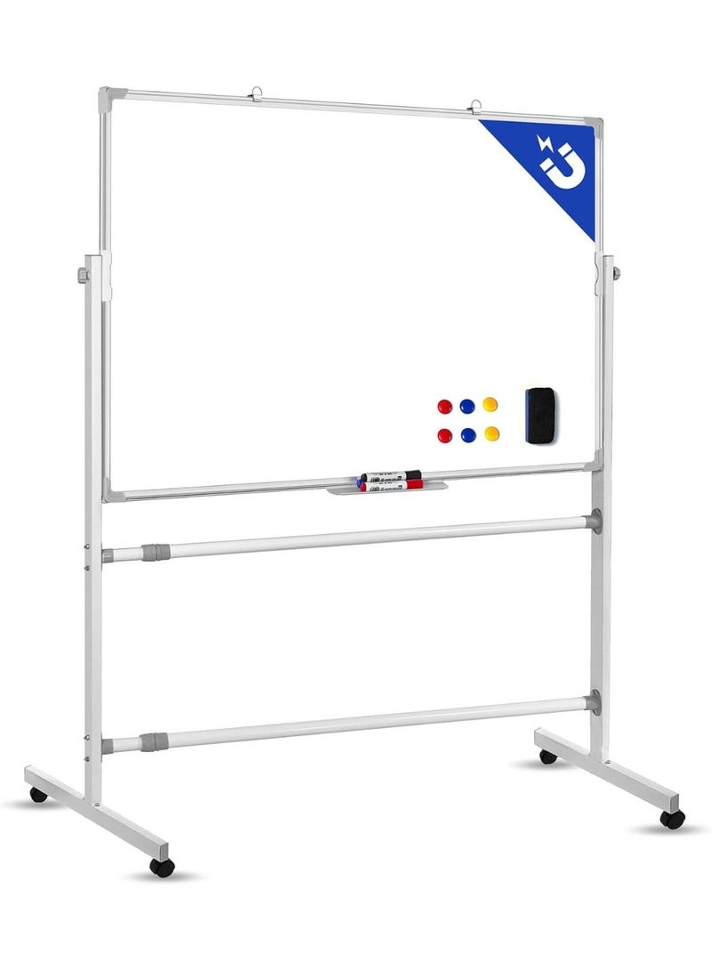 BEETEC Whiteboard with Stand 90x120cm, Double Sided Magnetic Whiteboard on Wheels, Mobile Standing White Board for Office, Classroom, School & Home. - Image 1